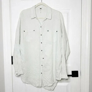 FREE PEOPLE Womens Size Medium Gauzy Button Down Shirt‎ Swim Cover Up Mint